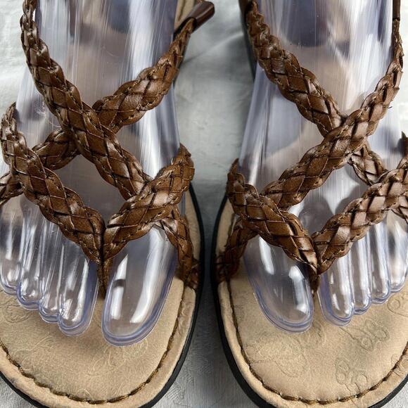 BOC Born Sandals Womens Size 8M Brown Leather Braided Strappy Thongs Adjustable - Picture 2 of 9
